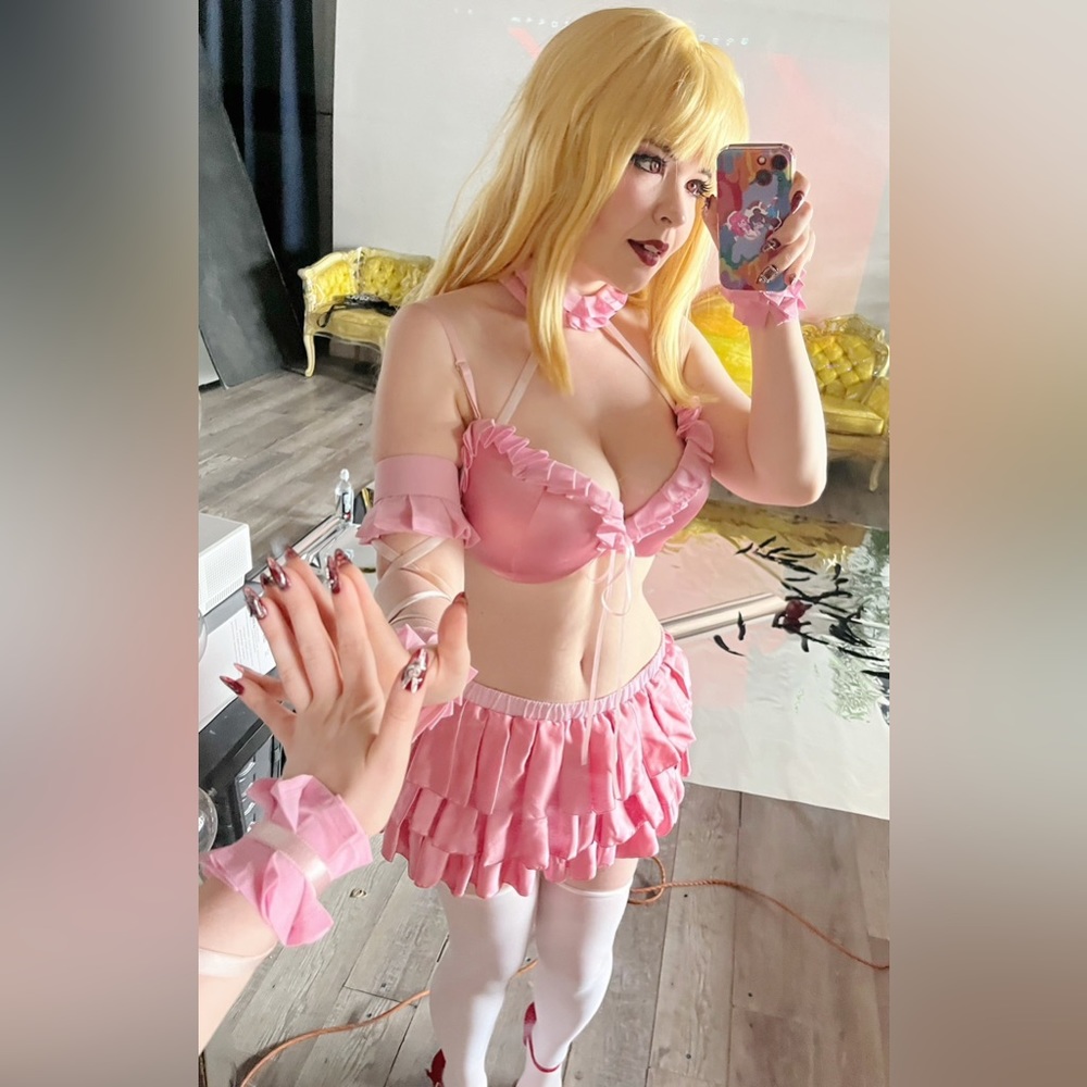 Misa Misa Amane Hand Made Pink Death Note Cosplay Costume
